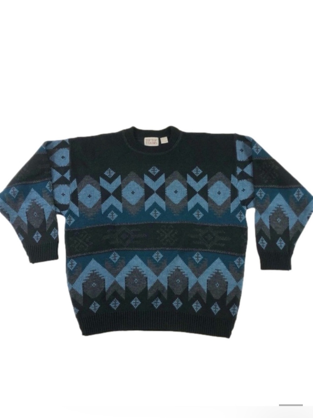 Vintage 80s Dad crew neck mens sweater Large alpine print